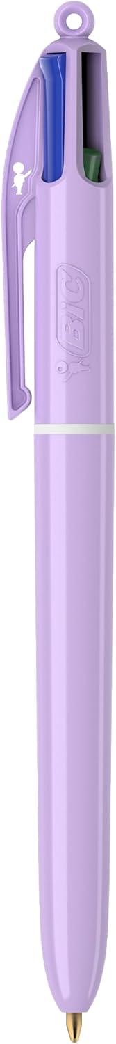 imageBIC 4Color Retractable Ballpoint Pens with 10 mm Medium Point and Assorted Ink Colors 12Count PackBlack  Blue  Green  Red Ink