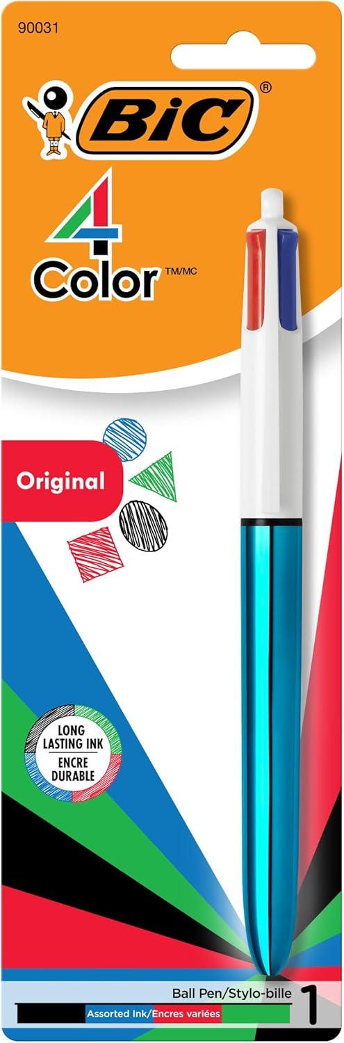 imageBIC 4Color Retractable Ballpoint Pens with 10 mm Medium Point and Assorted Ink Colors 12Count PackGreen