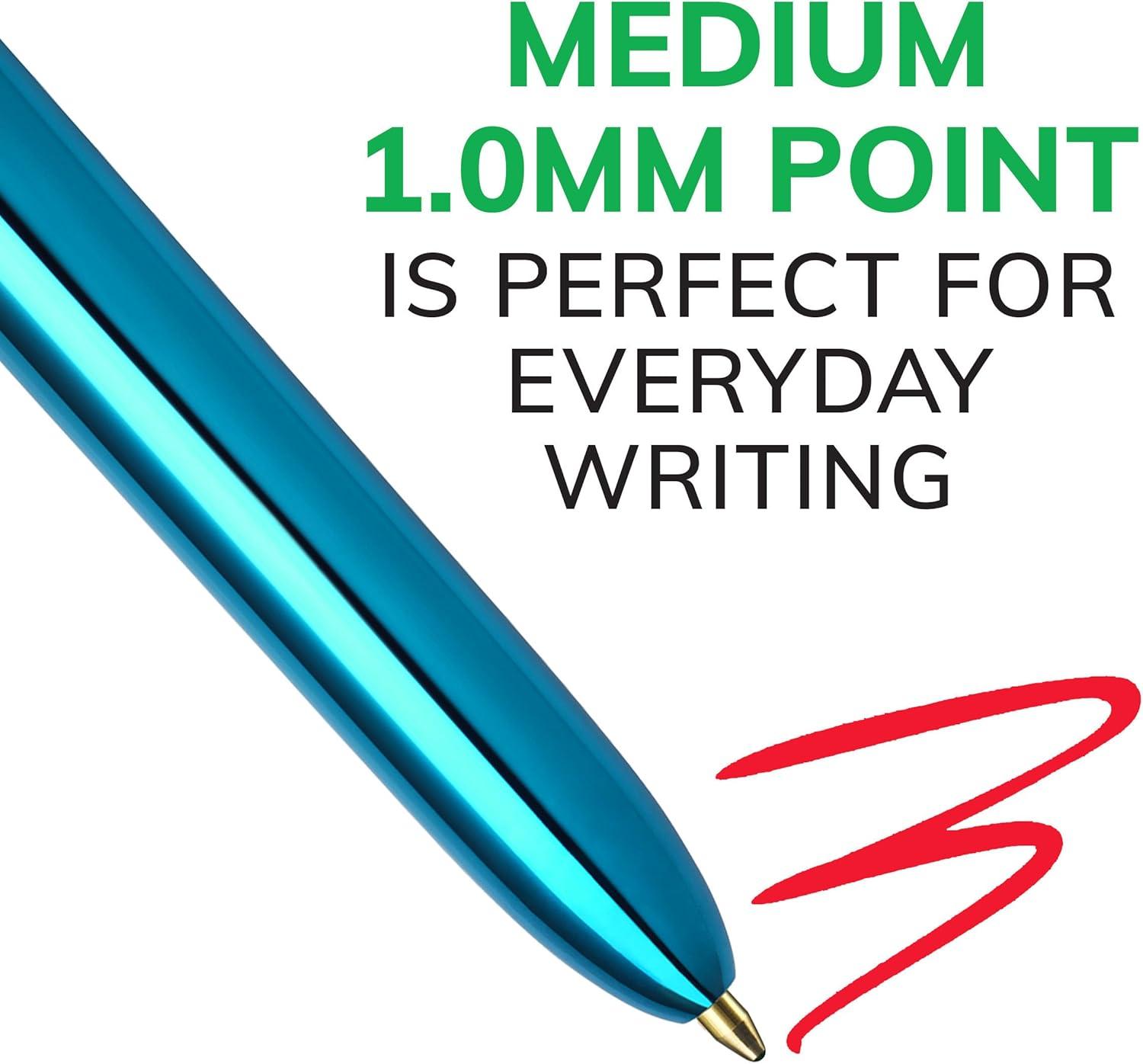 imageBIC 4Color Retractable Ballpoint Pens with 10 mm Medium Point and Assorted Ink Colors 12Count PackGreen