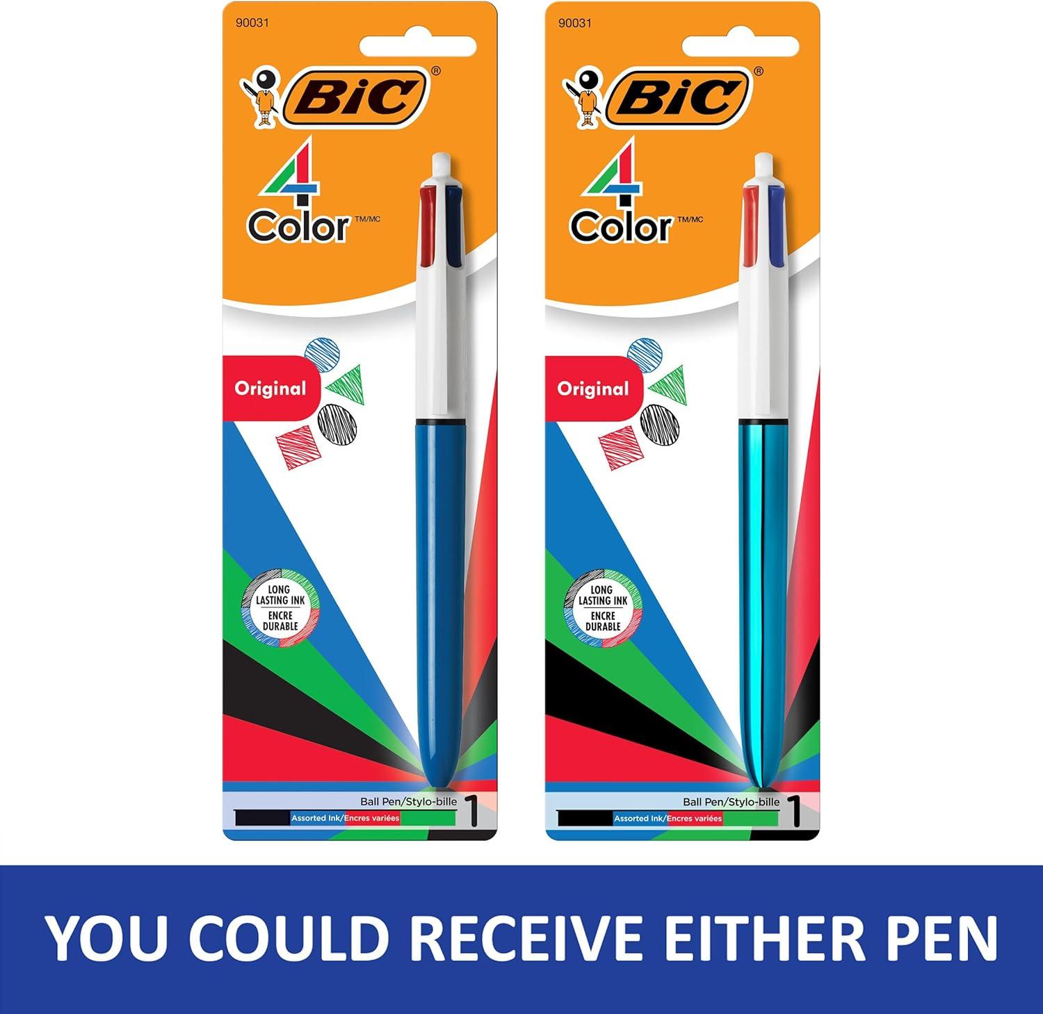imageBIC 4Color Retractable Ballpoint Pens with 10 mm Medium Point and Assorted Ink Colors 12Count PackGreen