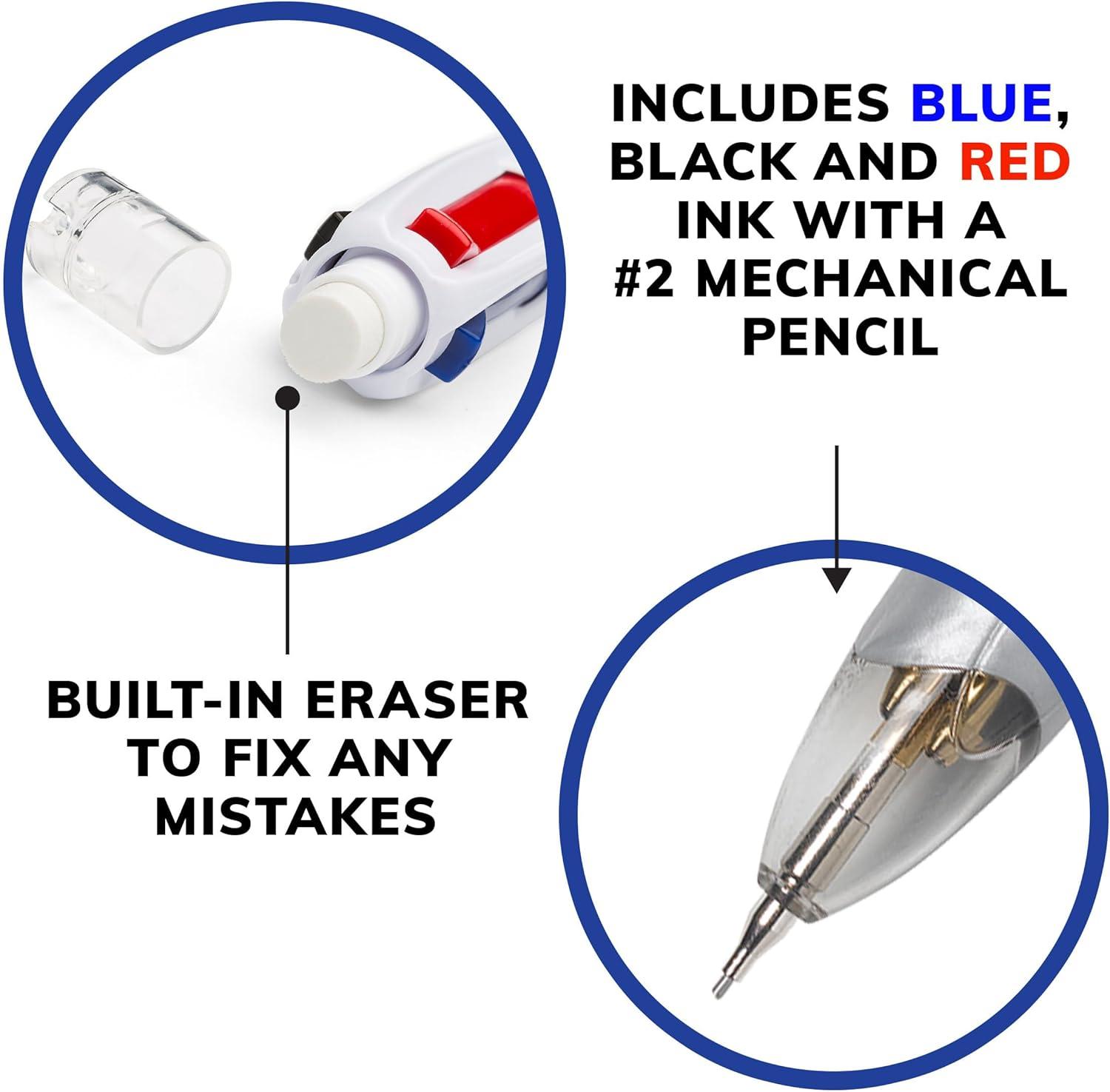 imageBIC 4Color Retractable Ballpoint Pens with 10 mm Medium Point and Assorted Ink Colors 12Count PackRed  Blue  Black Ink