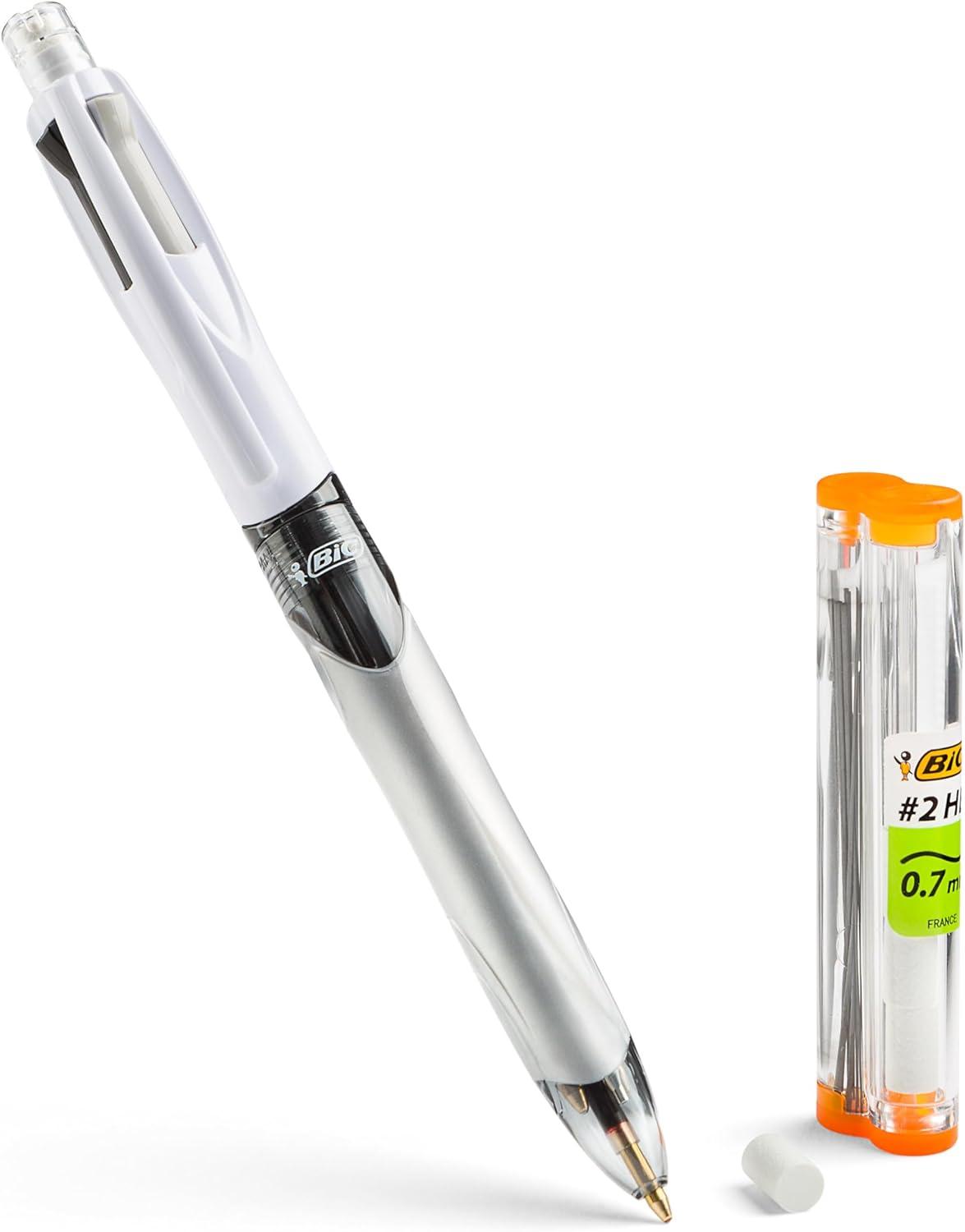 imageBIC 4Color Retractable Ballpoint Pens with 10 mm Medium Point and Assorted Ink Colors 12Count PackRed  Blue  Black Ink