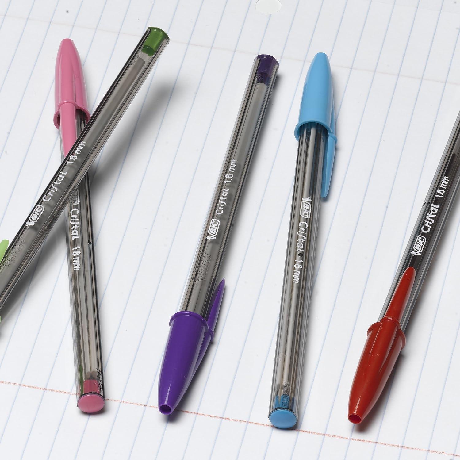 imageBIC Cristal Xtra Bold Ballpoint Pens Bold Point 16mm For Vivid And Dramatic Lines Assorted Colors 24Count Pack Perfect Ink Pens