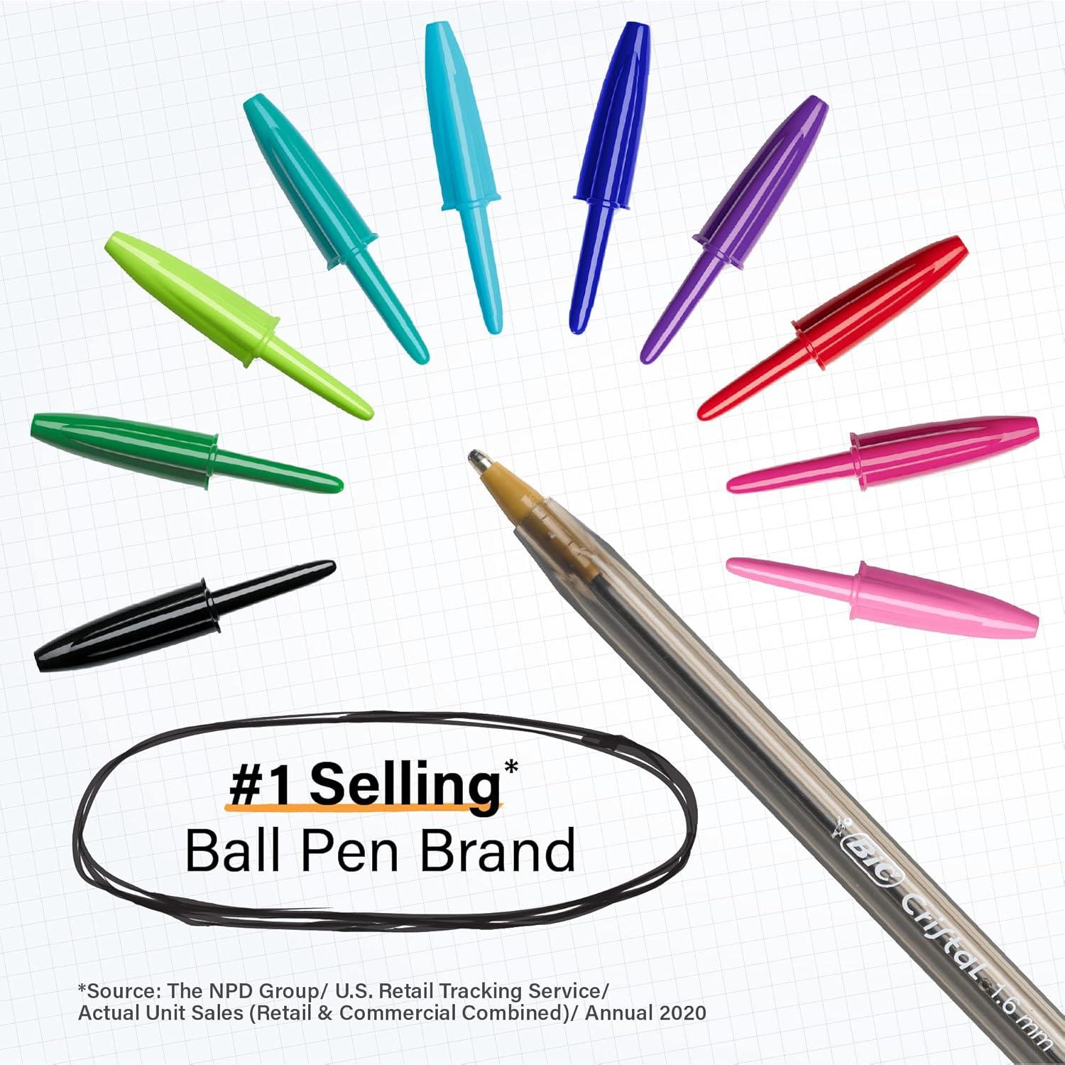imageBIC Cristal Xtra Bold Ballpoint Pens Bold Point 16mm For Vivid And Dramatic Lines Assorted Colors 24Count Pack Perfect Ink Pens