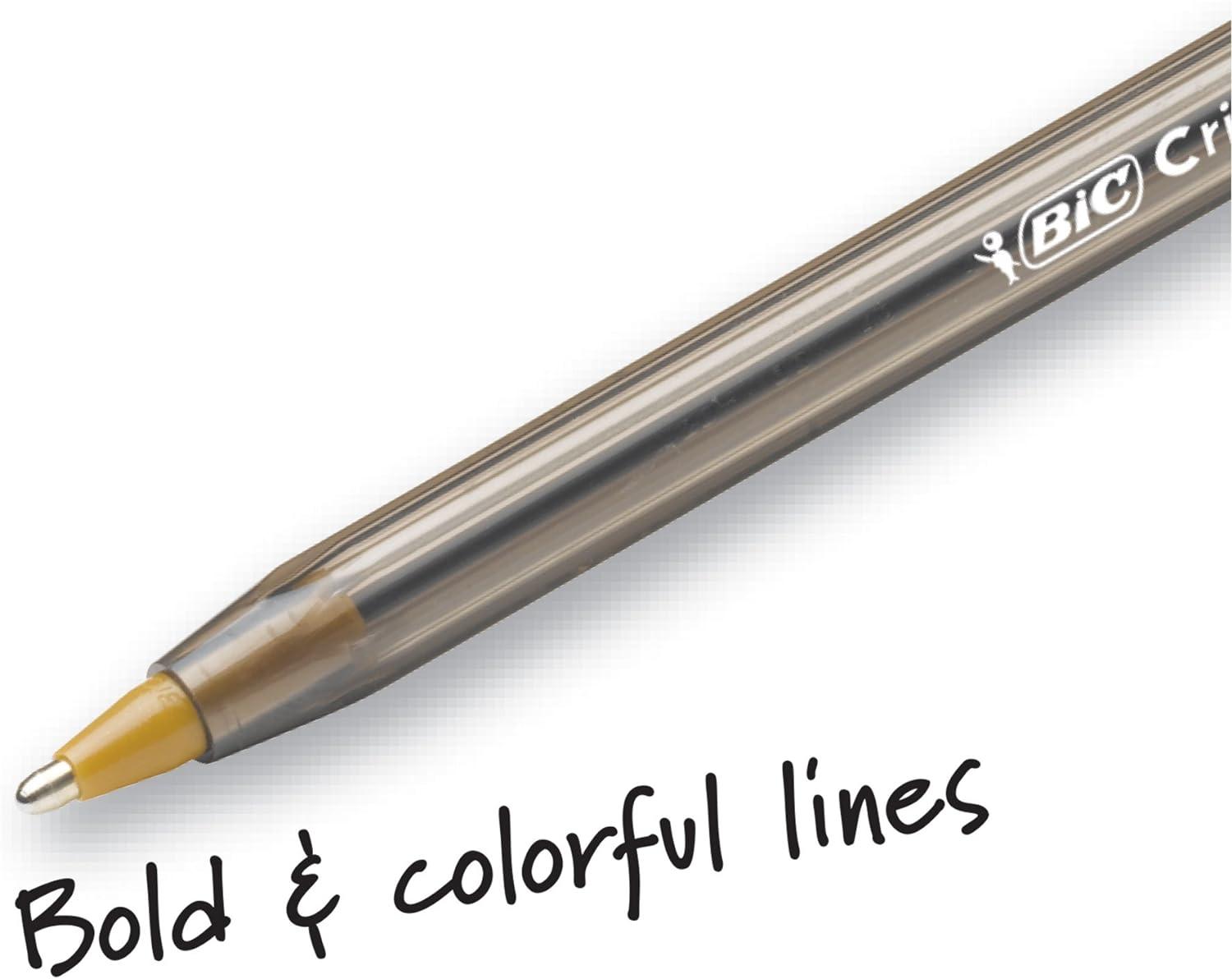 imageBIC Cristal Xtra Bold Ballpoint Pens Bold Point 16mm For Vivid And Dramatic Lines Assorted Colors 24Count Pack Perfect Ink Pens