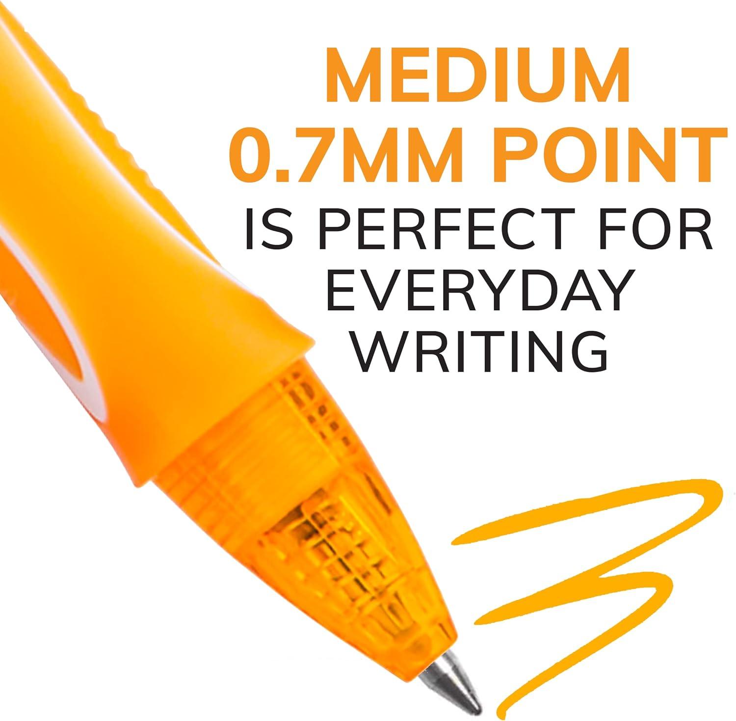 imageBIC Gelocity Quick Dry Assorted Colors Gel Pens Medium Point 07mm 8Count Pack Retractable Gel Pens With Comfortable Full Grip