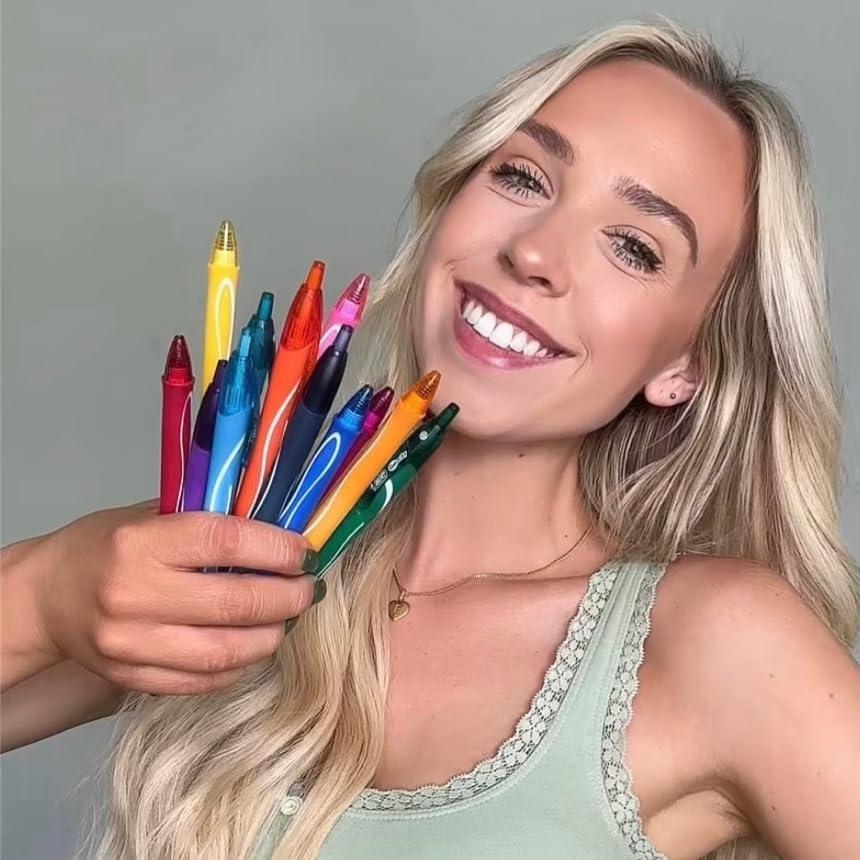 imageBIC Gelocity Quick Dry Assorted Colors Gel Pens Medium Point 07mm 8Count Pack Retractable Gel Pens With Comfortable Full Grip