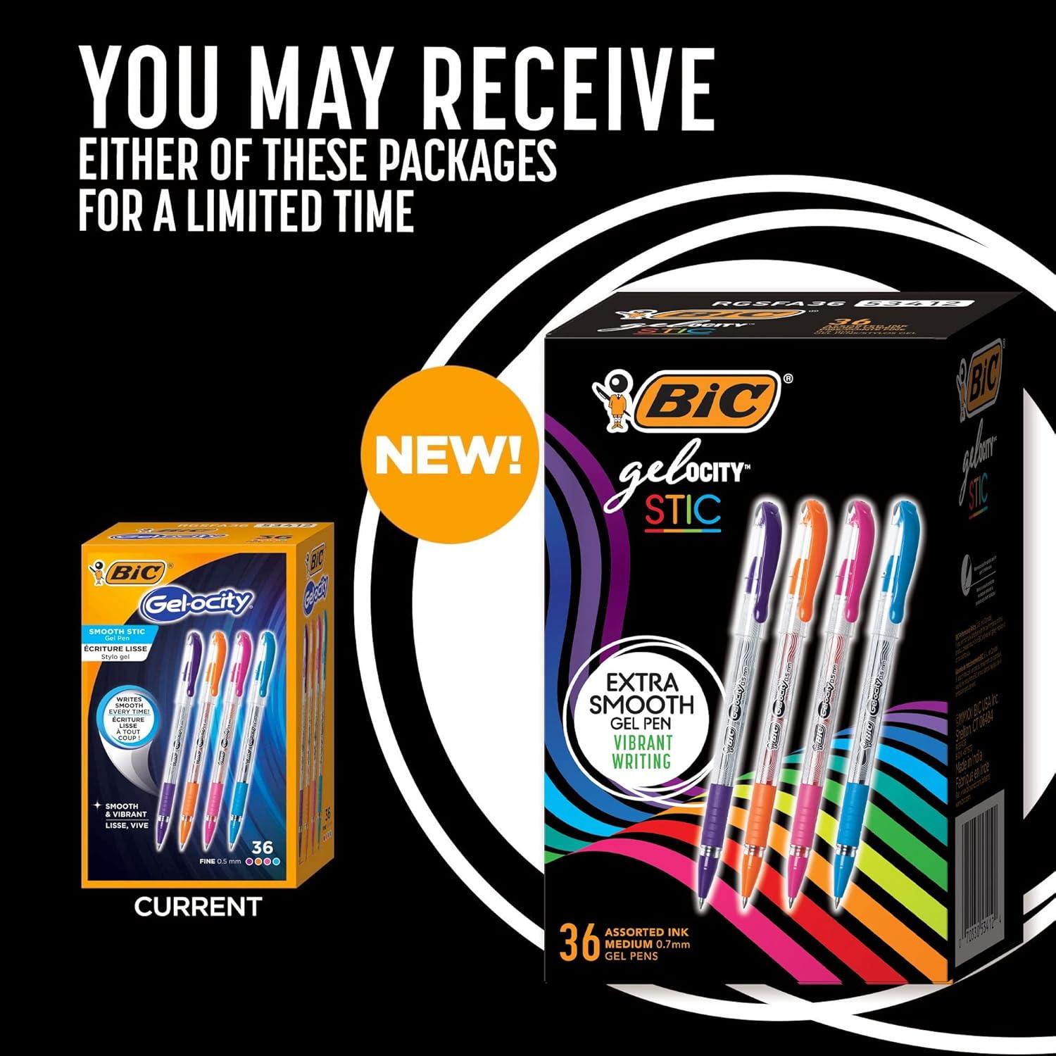 imageBIC Gelocity Smooth Stic Gel Pen Fine Point 05mm Assorted Colors 36Count Vibrant and Smooth Gel Ink PensAssorted Business