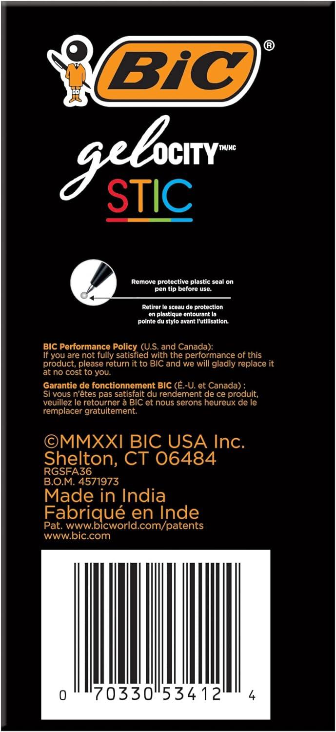 imageBIC Gelocity Smooth Stic Gel Pen Fine Point 05mm Assorted Colors 36Count Vibrant and Smooth Gel Ink PensAssorted Business