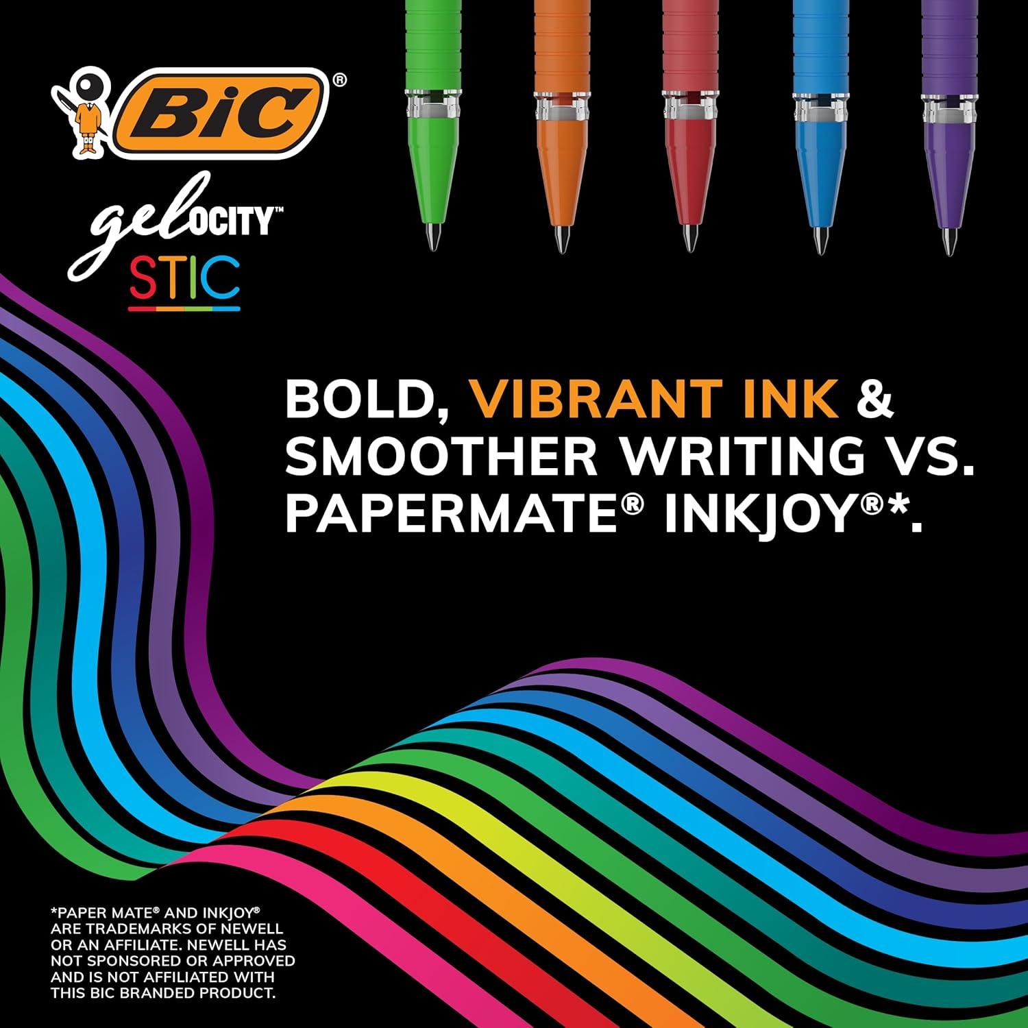 imageBIC Gelocity Smooth Stic Gel Pen Fine Point 05mm Assorted Colors 36Count Vibrant and Smooth Gel Ink PensAssorted Fashion