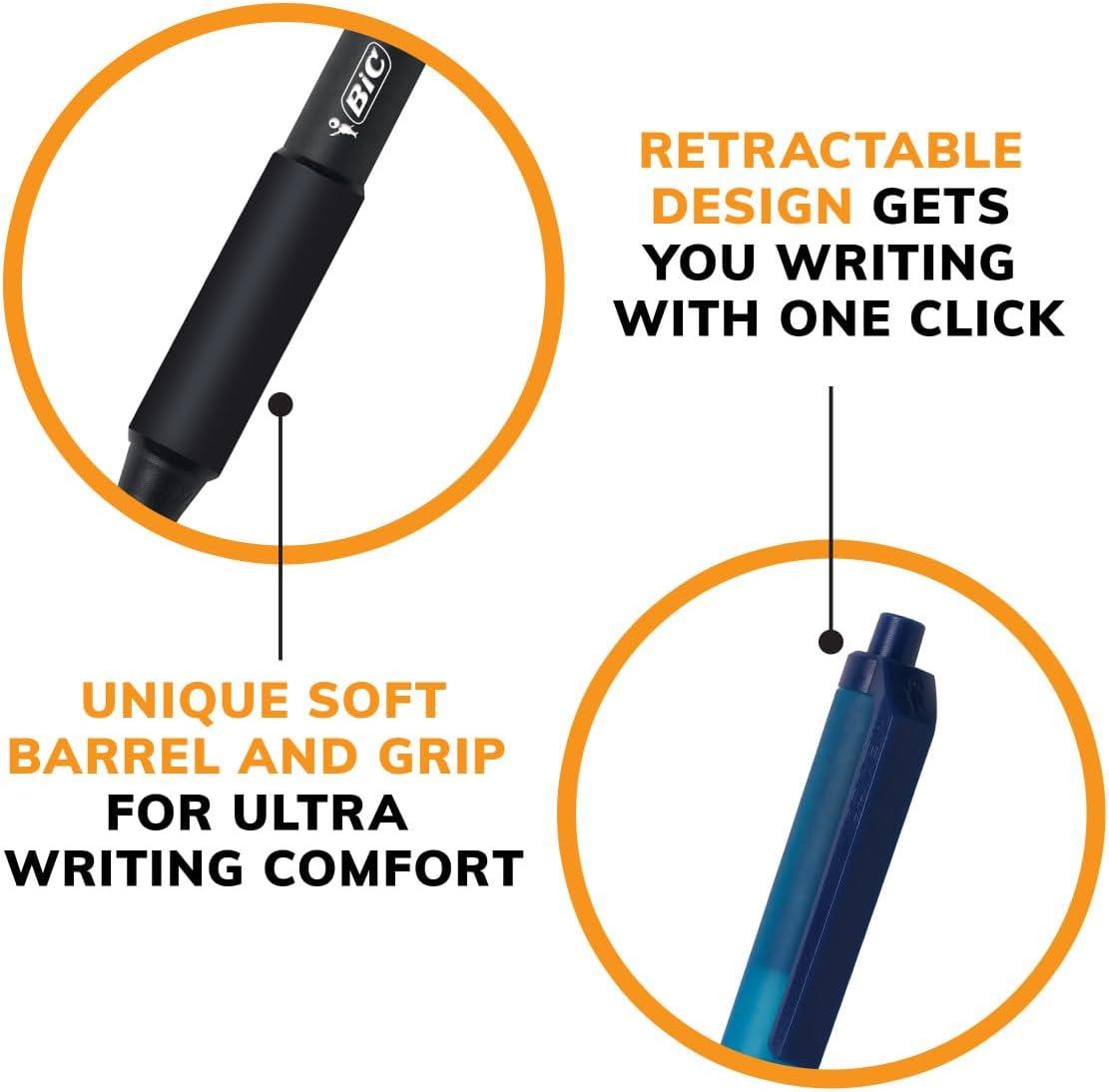imageBIC Soft Feel Retractable Ballpoint Pen with 10 mm Medium Point and Comfortable Grip 18Count in Assorted Ink Colors