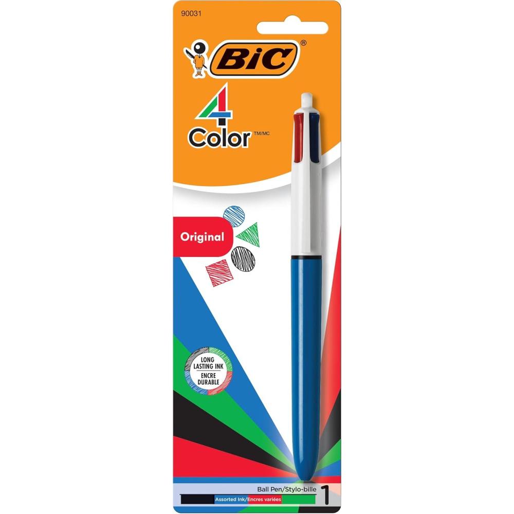 imageBIC 4Color Retractable Ballpoint Pens with 10 mm Medium Point and Assorted Ink Colors 12Count PackGreen