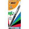 imageBIC 4Color Retractable Ballpoint Pens with 10 mm Medium Point and Assorted Ink Colors 12Count PackBlack  Blue  Green  Red Ink