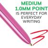 imageBIC 4Color Retractable Ballpoint Pens with 10 mm Medium Point and Assorted Ink Colors 12Count PackPink