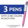 imageBIC 4Color Retractable Ballpoint Pens with 10 mm Medium Point and Assorted Ink Colors 12Count PackPink