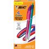 imageBIC 4Color Retractable Ballpoint Pens with 10 mm Medium Point and Assorted Ink Colors 12Count PackPurple  Black  Blue  Red Ink