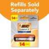 imageBIC Comfort 3 Refillable Refill Razor Cartridges ThreeBlade Disposable Razors for Men Sensitive Skin Razor for a Comfortable Shave 14 Razor Refill CartridgesBlackOrange