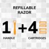imageBIC Flex 4 Refillable Refill Razor Cartridges for Men LongLasting 4 Blade Razor Heads for Sensitive Skin 10 Refill CartridgesBlack