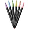 imageBIC Intensity 2 in 1 Dual Tip Fineliner Pens Fine Tip 07mm and Flexible Brush 37mm Assorted Pastel Colors 6Count Pack