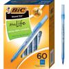 imageBIC Round Stic Xtra Life Ballpoint Pen Ultra Long Lasting and Consistent Ink Flow 60Count in Black InkBlue