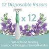 imageBIC Soleil Escape Womens Disposable Razors With 3 Blades for a Sensorial Experience and Comfortable Shave Pack of Lavender ampamp Eucalyptus Scented Handle Shaving Razors for Women 12 Count