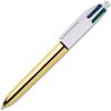 imageBIC 4 Colours Shine Ballpoint Pens Medium Point 10 mm  Metallic Gold Barrel Box of 12Metallic Gold