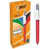 imageBIC 4 Colours Shine Ballpoint Pens Medium Point 10 mm  Metallic Gold Barrel Box of 12Metallic Red
