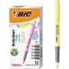 imageBIC Brite Liner Grip Pastel Highlighter Set Chisel Tip 12Count Pack of Pastel Highlighters in Assorted Colors Cute Highlighters for Bullet Journaling Note Taking and More