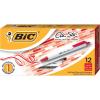 imageBIC Clic Stic Black Retractable Ballpoint Pens Medium Point 10mm 12Count Pack Round Barrel Design for Comfortable WritingRed