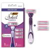 imageBIC Click 5 Soleil Womens Disposable Razors 5 Blades With a Moisture Strip For a Smoother Shave 1 Handle and 3 Cartridges 4 Piece Razor SetSystem