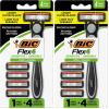 imageBIC Flex 4 Refillable Refill Razor Cartridges for Men LongLasting 4 Blade Razor Heads for Sensitive Skin 10 Refill CartridgesBlack
