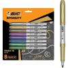 imageBIC Intensity Metallic Permanent Markers Fine Point 8Count Pack of Metallic Markers With NonSlip Grip for Comfort and Control
