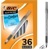 imageBIC Round Stic Grip Xtra Comfort Black Ballpoint Pens Medium Point 12mm 36Count Pack Perfect Writing Pens With Soft Grip for Superb Comfort and Control