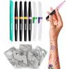 imageBodyMark Expansion Pack Temporary Tattoo Marker for Skin Premium Brush Tip 6 Count Pack of Assorted Colors and Stencils One Eraser Touch Up Pen SkinSafe Temporary Tattoo Markers Set