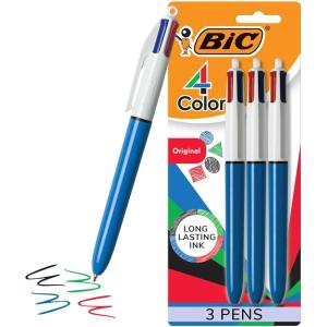 imageBIC 4Color Retractable Ballpoint Pens with 10 mm Medium Point and Assorted Ink Colors 12Count PackAssorted  Original