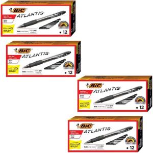 imageBIC Atlantis Velocity Bold Retractable Ball Pen Bold Point 16mm Black 12Count Pack of 1818