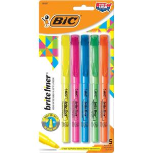 imageBIC Brite Liner Highlighters Chisel Tip 12Count Pack of Yellow Highlighters Ideal Highlighter Set for Organizing and ColoringAssorted Colors