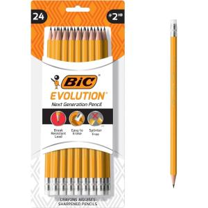 imageBIC Evolution Cased Pencil 2 Lead Gray Barrel 24CountYellow