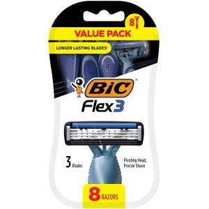 imageBIC Flex 3 Titanium Disposable Razors for Men For a Smooth UltraClose and Comfortable Shave 10 Piece Disposable Razor Set with 3 Blades8 Count Pack of 1