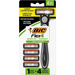 imageBIC Flex 4 Refillable Refill Razor Cartridges for Men LongLasting 4 Blade Razor Heads for Sensitive Skin 10 Refill CartridgesBlackGreen