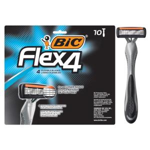 imageBIC Flex 4 Sensitive Disposable Razors For Men For a Smooth UltraClose and Comfortable Shave 10 Piece Disposable Razor Set with 4 Blades