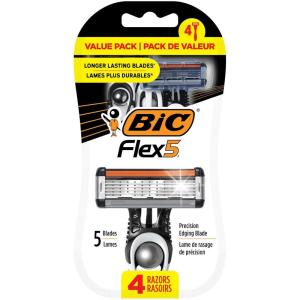 imageBIC Flex 5 Mens Disposable with 5 Blade Razors Longer Lasting Flexible Blades and Precision Edging Blade 4PackFlex 5 Disposable