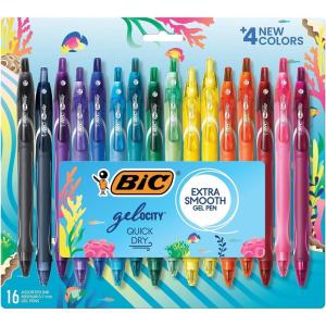 imageBIC Gelocity Quick Dry Ocean Themed Gel Pens Medium Point 07mm 16Count Gel Pen Set Colored Gel Pens for Note Taking and Journaling