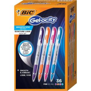 imageBIC Gelocity Smooth Stic Gel Pen Fine Point 05mm Assorted Colors 36Count Vibrant and Smooth Gel Ink PensAssorted Fashion