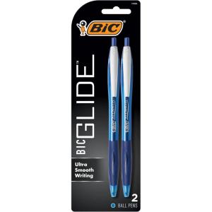 imageBIC Glide Black Retractable Ballpoint Pens Medium Point 10mm 4Count Pack Ultra Smooth Writing Black PensBlue