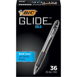 imageBIC Glide Bold Black Ballpoint Pens Bold Point 16mm 36Count Pack Retractable Ballpoint Pens With Comfortable Full Grip12