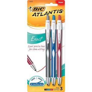 imageBIC Glide Exact Blue Retractable Ballpoint Pens Fine Point 07mm 12Count Pack Ultra Smooth Writing Blue PensAssorted  Original