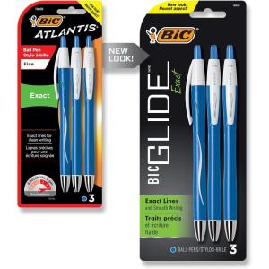 imageBIC Glide Exact Blue Retractable Ballpoint Pens Fine Point 07mm 12Count Pack Ultra Smooth Writing Blue PensBlue