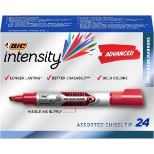 imageBIC Intensity Advanced Colorful Dry Erase Markers Chisel Tip 24Count Pack of Assorted Colors Whiteboard Markers for Teachers and Office SuppliesAssorted