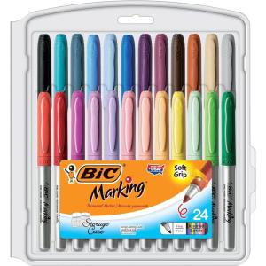 imageBIC Intensity Assorted Colors Fashion Permanent Markers Fine Point 24Count Pack of Color Markers With NonSlip Grip for Comfort and Control